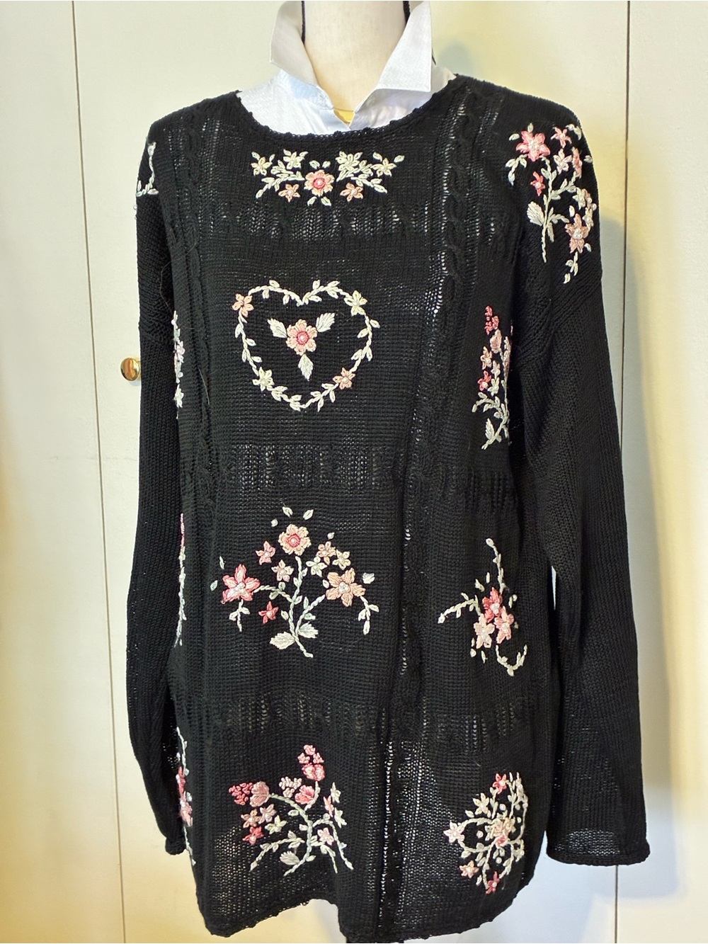 Vintage Lord & Taylor Black Knit with Gorgeous Embroidery ‘Exclusively For You’